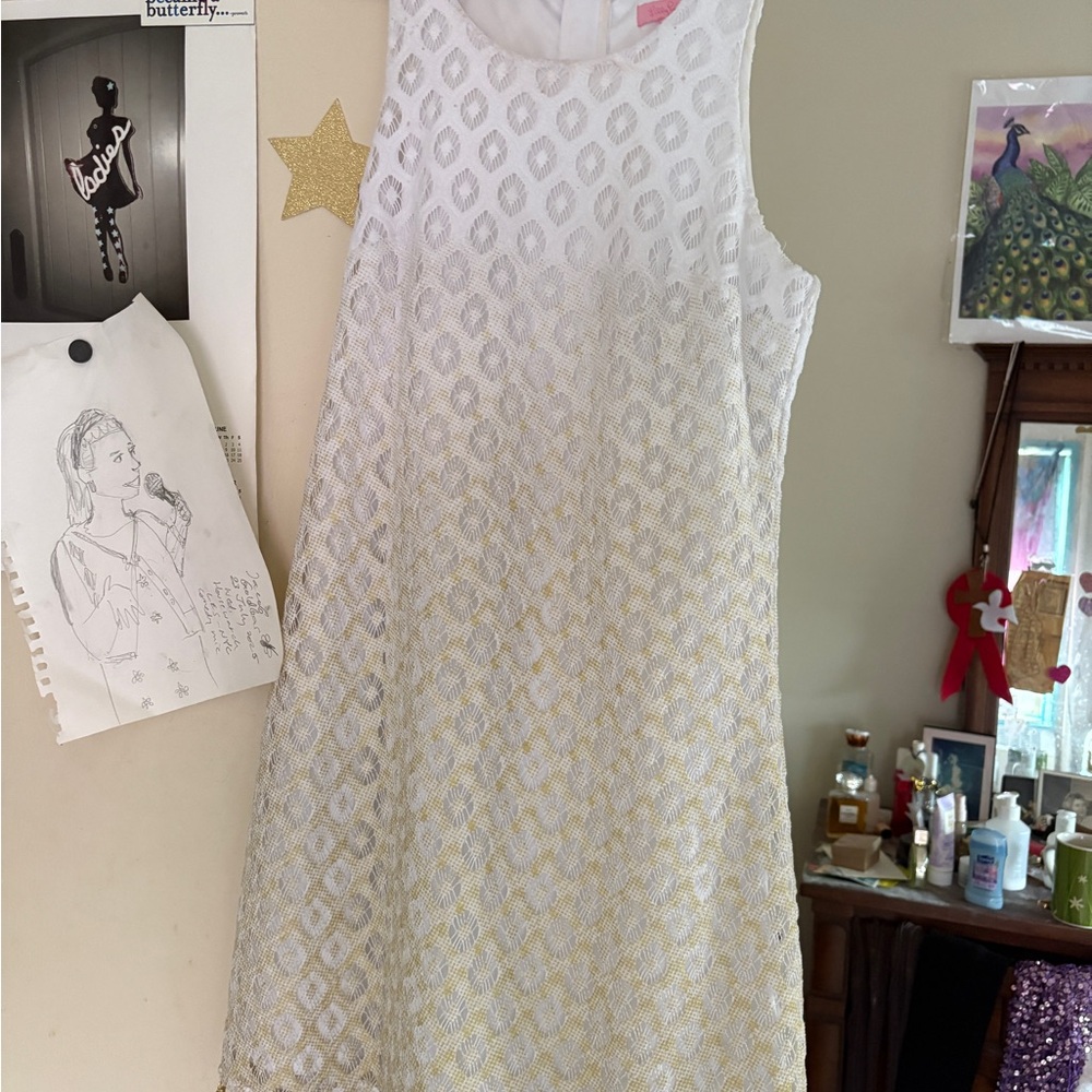 Lilly Pulitzer White and Gold Mini Dress